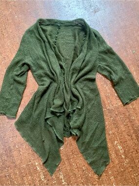 Olive Green Open-Front Women's Sweater Cardigan